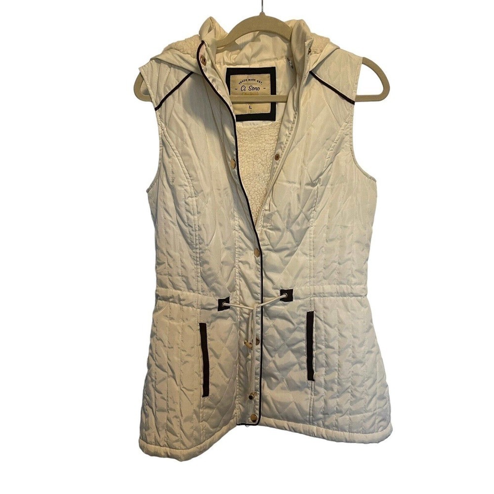 Ci Sono Vest Sherpa Lined Hooded Puffer Vest, Jacket, Coat Size L
